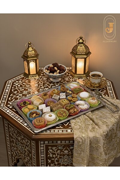 aljahwari Tea and coffee serving tray, size 50x32, matte silver