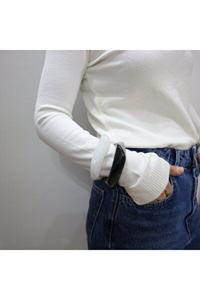 Retrovy Store مجموعة أساور أكريليك على شكل موجة العنبر