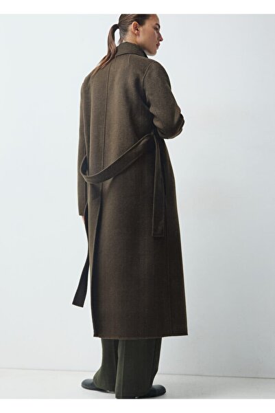 MANGO Woman El yapımı yün kemerli palto