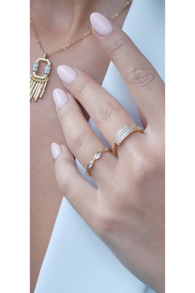 GİS JEWELRY خاتم زوبينغ الذهبي الأنيق على شكل أميرة مرصع بالأحجار الكريمة