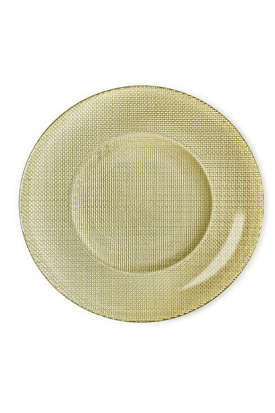 PUFO Farfurie elegantă din sticlă Pufo Luxury pentru desert, aperitive, 31 cm, aurie