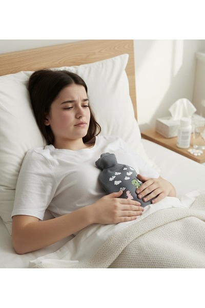 Private Home Design Gri Dinozor Desenli Sıcak Su Torbası – Sevimli Çocuk Temalı, Sızdırmaz Silikon Isı Torbası