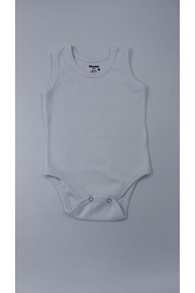 Gleamy Baby Athlete Bodysuit White with Snap Fasteners, Hypoallergenic and Br...