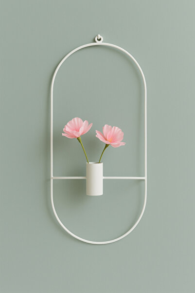 VENON 1 Adet Beyaz Elips Çiçeklik Dekoratif Metal Duvar Dekorasyonu Çiçeklik ...