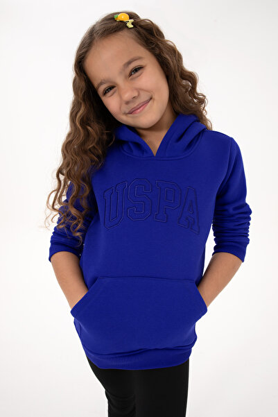 U.S. Polo Assn. سويت شيرت بناتي أساسي بقلنسوة أرجواني اللون 50314311-VR038