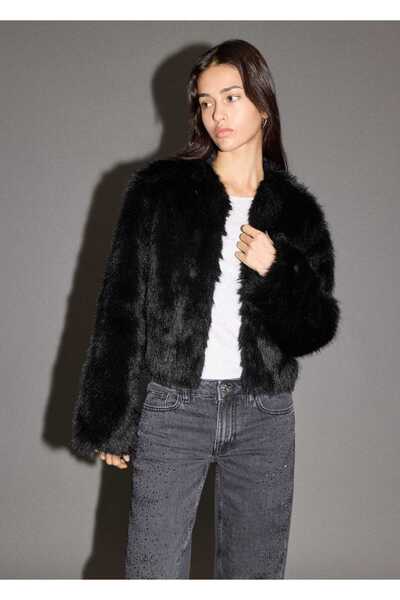 Mango Teen Kısa kürk görünümlü palto