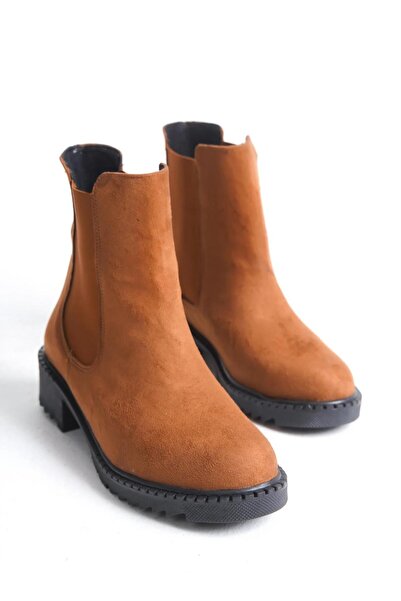 beelleshoe BELLE SHOE Kadın VENÜS Taba Süet Lastikli Su Geçirmez Bot