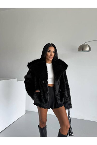 S&A Collectionn Жіночий широкий комір на ґудзиках, штучне хутро