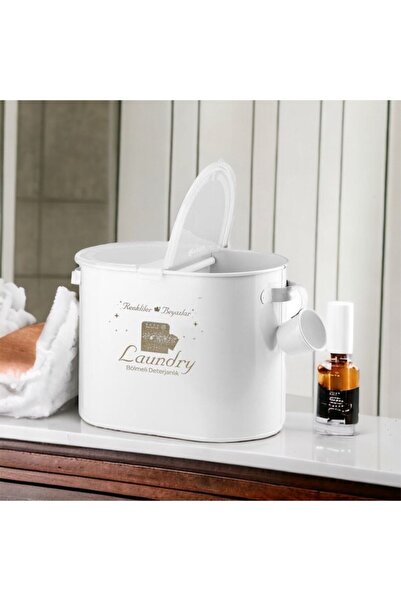 Laundry Metal Bölmeli Deterjan Kutusu Beyaz 12 Lt Lr031