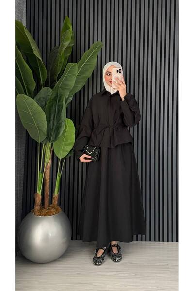 Molly Nelly Modal Gabardin Mevsimlik Bağlamalı Bluz Etek Takım