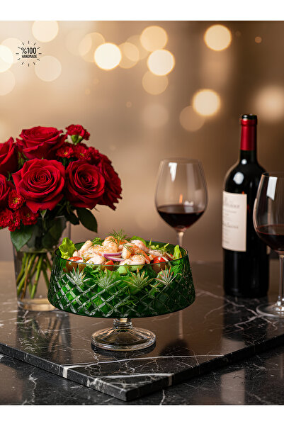 Paşabahçe Merkür Ayaklı Kesme Dekor Salata/ Sunum Kasesi