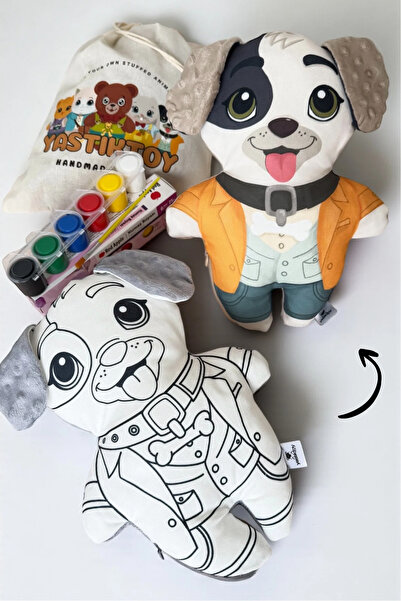 yastıktoy handmade toys estd 2022 Oyuncak Boyama Seti Boyanabilir KÖPEK Yastı...