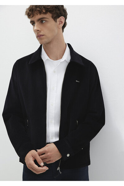 Mavi Siyah Kadife İnce Ceket Loose Fit / Bol Rahat Kesim 0211748-900