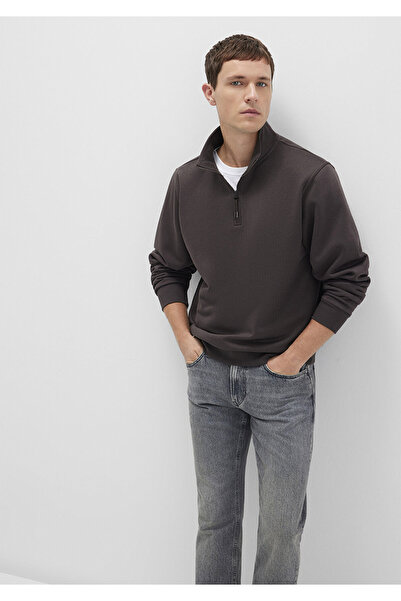 Mavi Yarı Fermuarlı Kahverengi Basic Sweatshirt 0S10278-70219