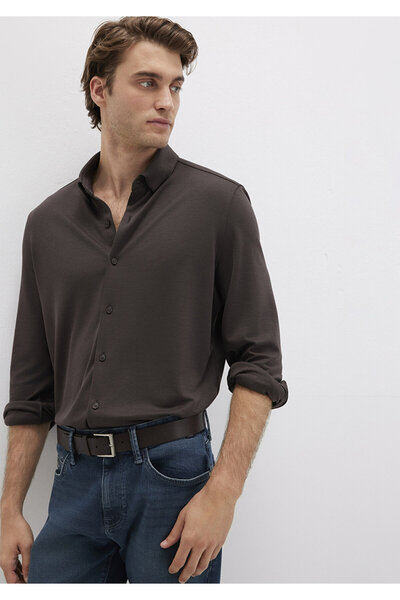 Mavi Kahverengi Gömlek Slim Fit / Dar Kesim 0211908-70219
