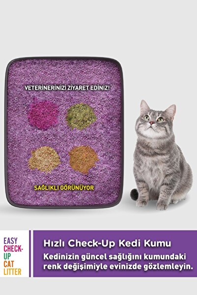 Metapet Renk Değiştiren Akıllı Kedi Kumu, Hızlı Check-up, Kokusuz Doğal Ve Topaklaşan Bentonit, 2,6 Litre