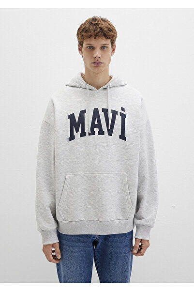 Mavi Logo Printed Hooded Gray Sweatshirt 067149-80196