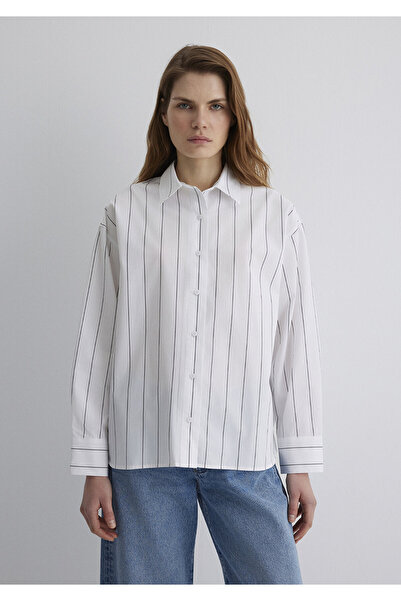 Mavi Cămașă albă cu dungi Oversize / Wide Cut 1211081-80653