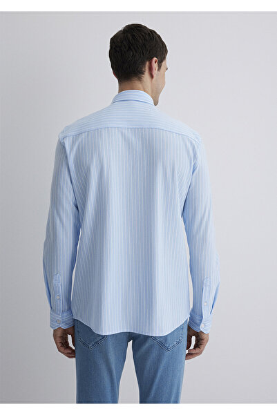 Mavi Çizgili Mavi Gömlek Slim Fit / Dar Kesim 0211404-89506
