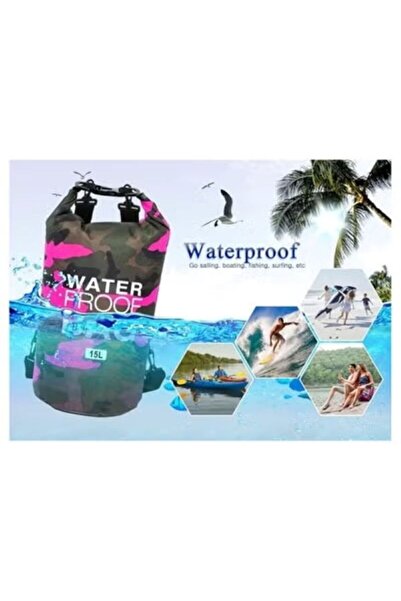 huitich 15L Camouflage Rose Red Double-Strap Waterproof Outdoor Sport PVC Bag