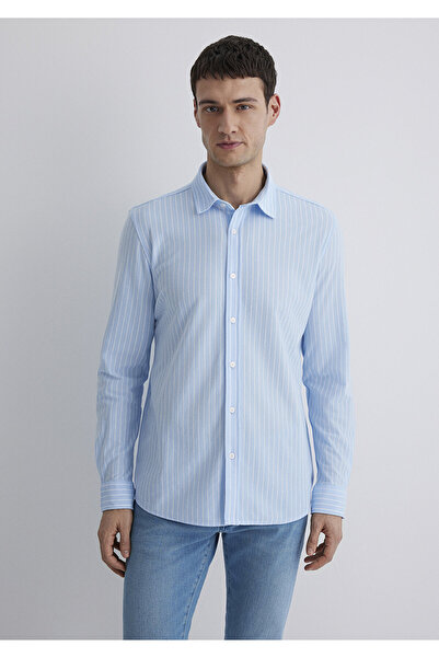 Mavi Çizgili Mavi Gömlek Slim Fit / Dar Kesim 0211404-89506