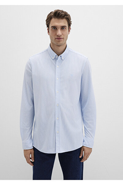 Mavi Çizgili Mavi Gömlek  Slim Fit / Dar Kesim 0211402-88654