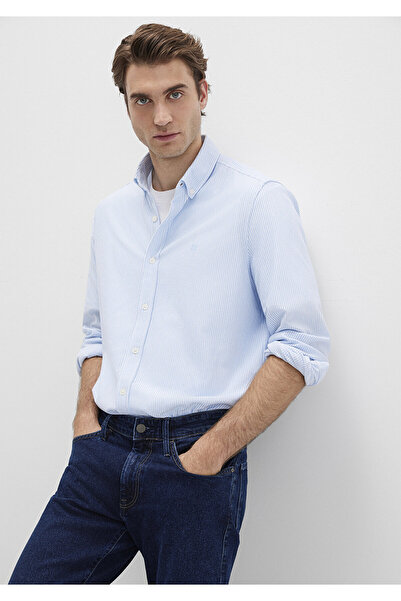 Mavi Çizgili Mavi Gömlek  Slim Fit / Dar Kesim 0211402-88654