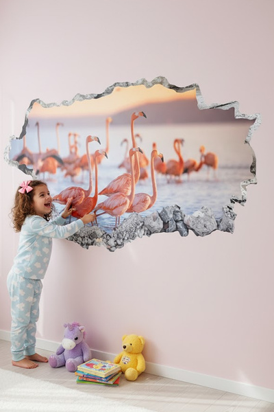 KT Decor ملصق حائط حديث عالي الدقة من Flamingos - تصميم أنيق وأنيق