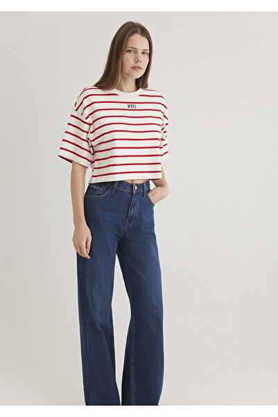 Mavi Red StripedLogoPrintedCropT-shirt - Short Cut 1612227 -86680