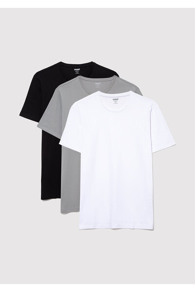 Mavi 3lü Bisiklet Yaka Erkek Basic Tişört Slim Fit / Dar Kesim 0611784-900