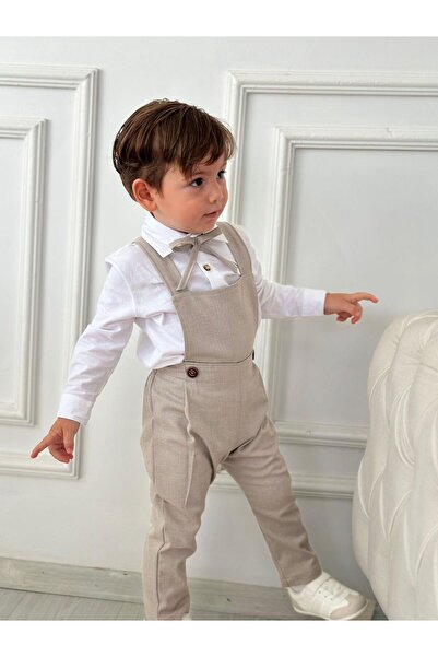 Z KİDS Bej Bahçıvan Model Gömlekli Erkek Bebek Çocuk Takım