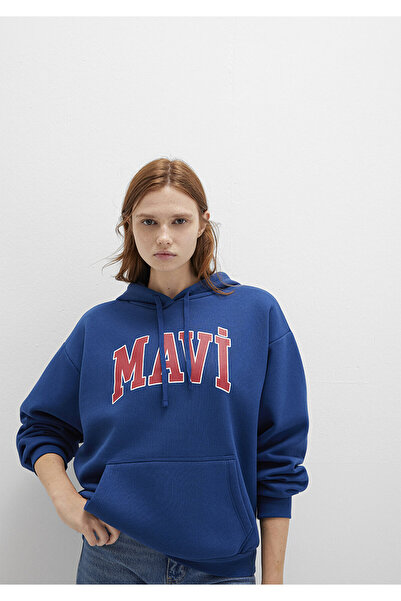 Mavi Logo Baskılı Kapüşonlu Lacivert Sweatshirt 1600361-82625