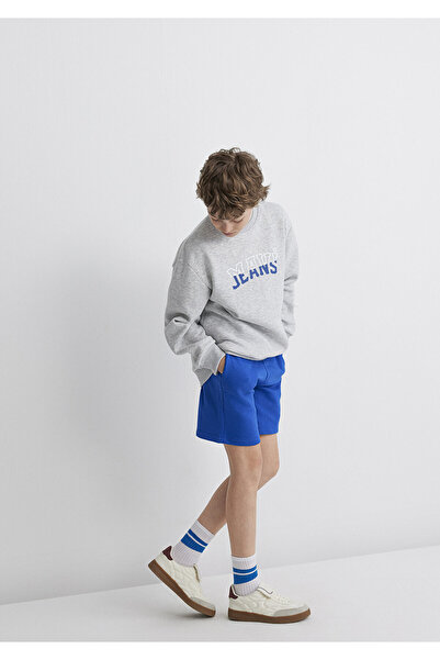 Mavi Logo Baskılı Gri Sweatshirt 6S10031-85438