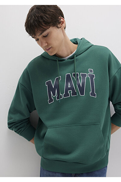 Mavi Logo Baskılı Kapüşonlu Yeşil Sweatshirt 067149-71874