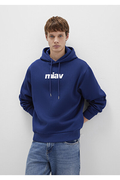 Mavi Miav Baskılı Kapüşonlu Sweatshirt 0S10001-70722