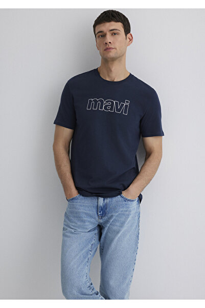 Mavi Τυπωμένο λογότυπο Navy Blue T-Shirt Slim Fit / Slim Fit 065781-28417