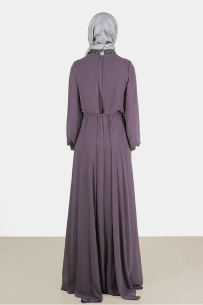 Alvina Taş Detaylı Şifon Abiye Elbise 50216