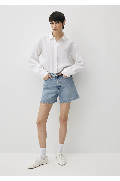Mavi Millie 90lar Gölgeli Indigo Mavisi Jean Şort 1458934576