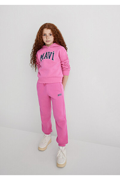 Mavi Logo Baskılı Kapüşonlu Pembe Sweatshirt 7610035-70982
