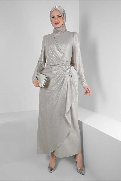 Alvina TAŞ BASKILI SİMLİ ABİYE ELBİSE 50398