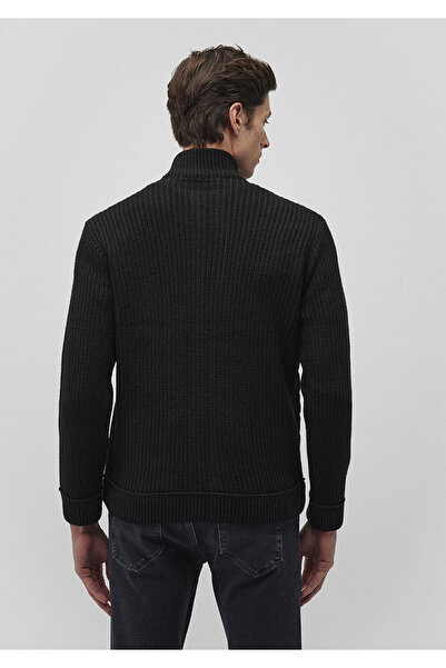 Mavi Fermuarlı Siyah Triko Hırka Slim Fit / Dar Kesim 070697-900