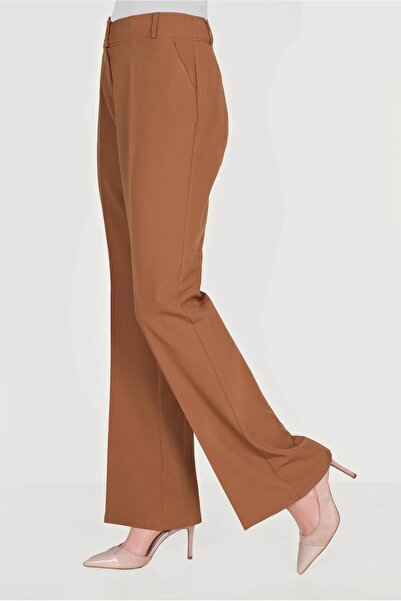 TRENDTESETTÜR Women's Tan Buttoned High Waist Trousers 70086