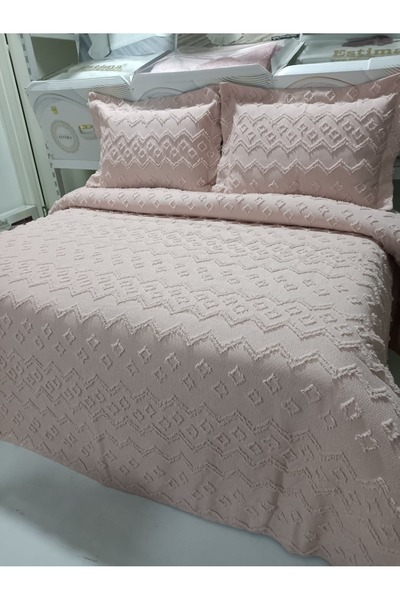 ESTİMA Aslan Tekstil Gamze Çift Kişilik Ponponlu Yatak Örtüsü 250x260 2 Yastık 50x80