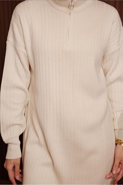 TRENDTESETTÜR Women's Ecru Tricot Suit with Pants t 5207