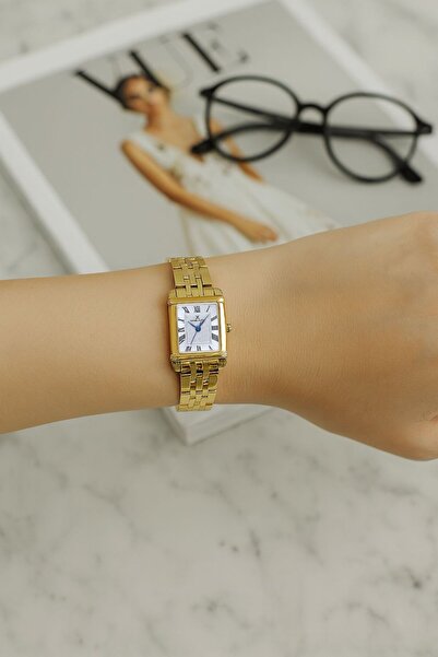 Daniel Klein Kadın Gümüş Altın Dikdörtgen Kasa Vintage Model Metal Kordon Kol Saati