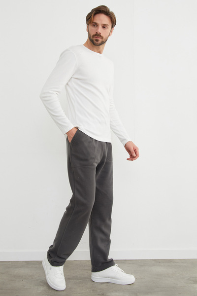 Fulla Moda Beli Lastikli Cepli Polar Eşofman Altı