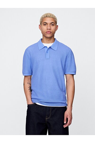 GAP Erkek Bebe Mavisi Dokulu Kroşe Polo T-Shirt