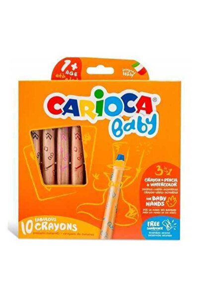 CARIOCA Jumbo Bebek Ahşap Gövdeli Boya Kalemi 3 in 1 10Lu Kalemtraş 42818