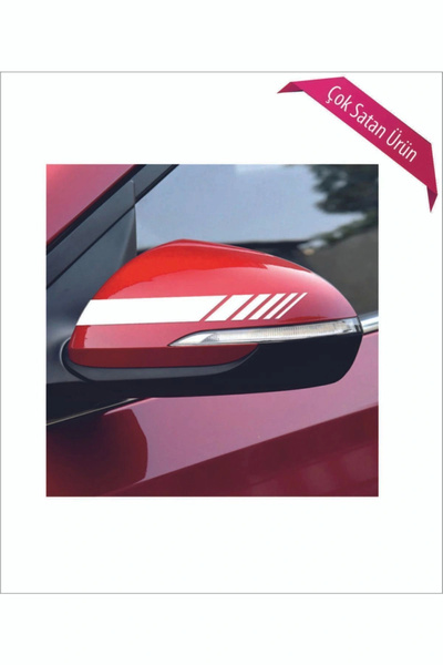 Genel Markalar Oto Ayna Şerit özel yeni sticker Beyaz 2 Li 20*2,5 Cm