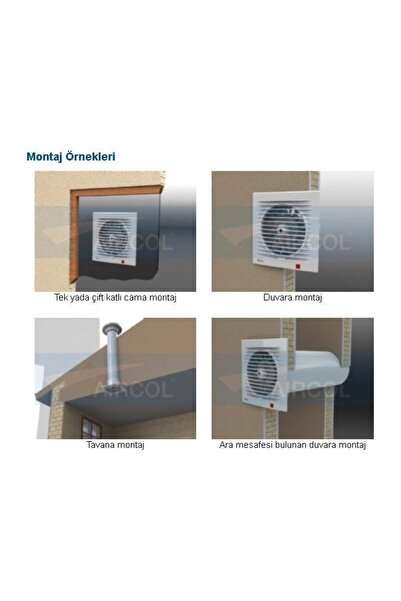 Aircol 200lük Sessiz Dekoratif, Plastik Banyo Fanı / Aspiratörü 350 M³/h